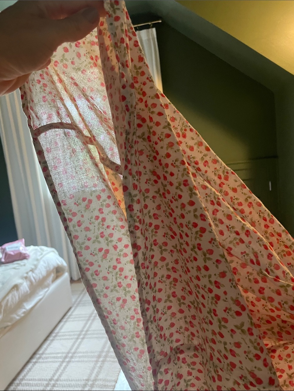 Christy Dawn Chiara Ivory Floral Maxi Dress with Red Trim in Strawberry field - Picture 6 of 10